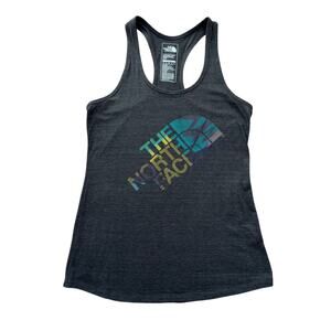 The North Face Women’s Slim Fit Racerback Tank Top Gray Logo Size Small